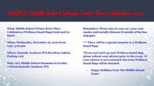 KAPCS Middle School Winter Drive-Thru Celebration!